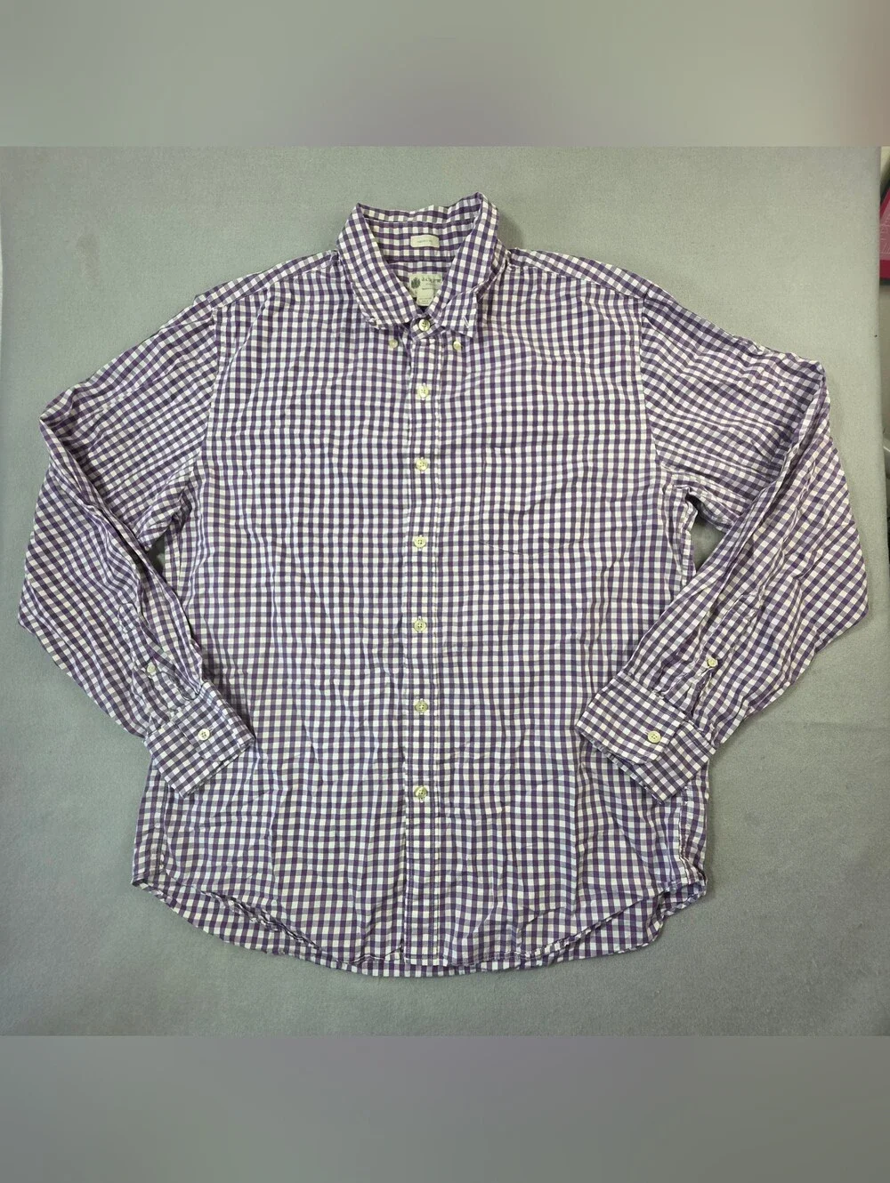 J. Crew Purple Gingham Button-Down Large Shirt